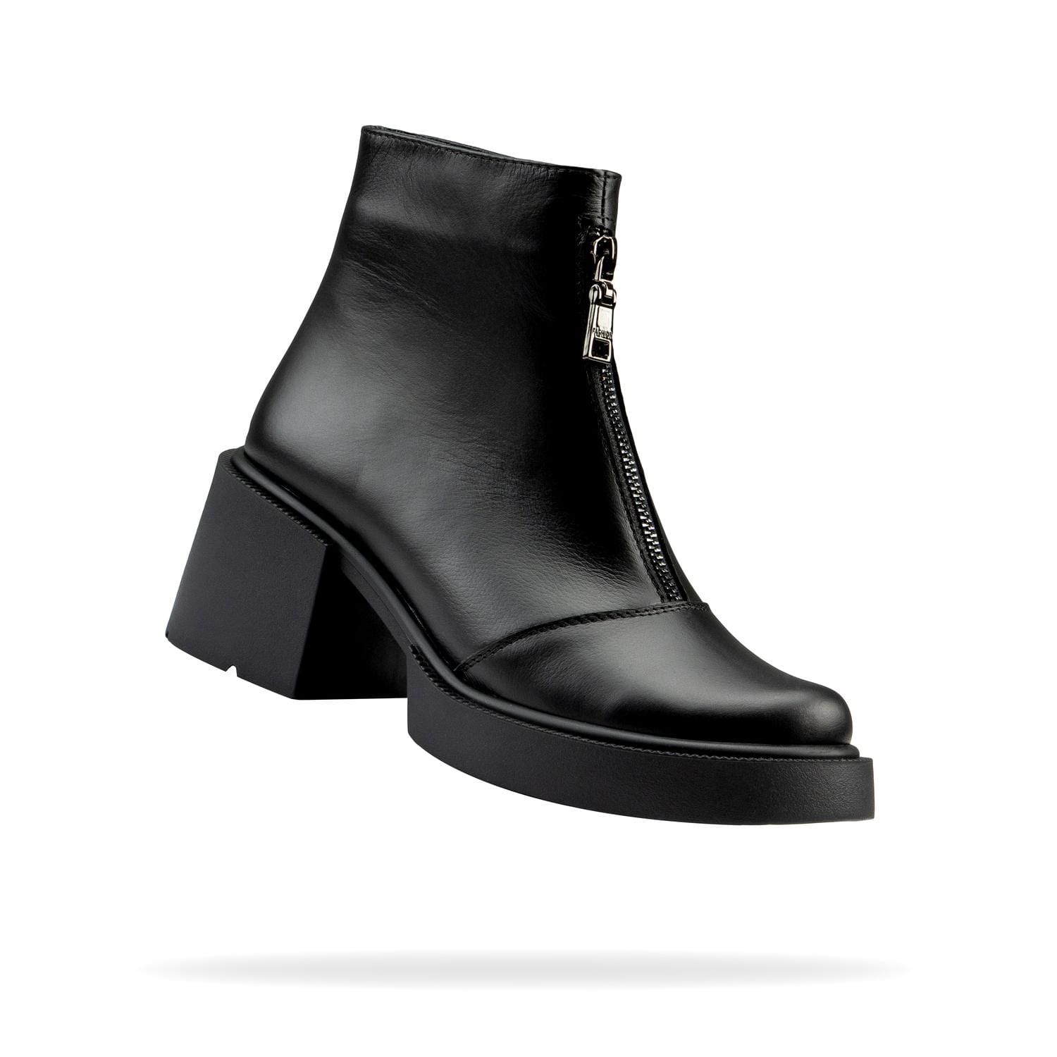 Жіночі ботильйони Моллі – чорна шкіра, вигляд під кутом Жіночі ботильйони Моллі — вигляд під кутом, чорна шкіра
