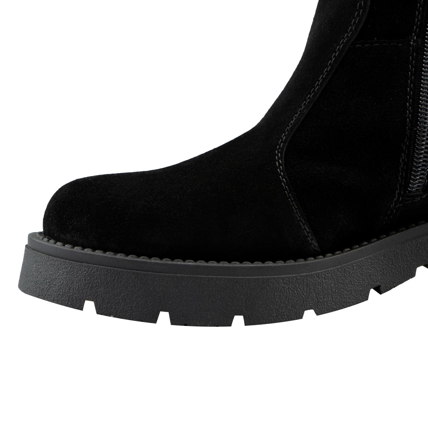 Крупний план натуральної замші на зимових чоботах Shtayer