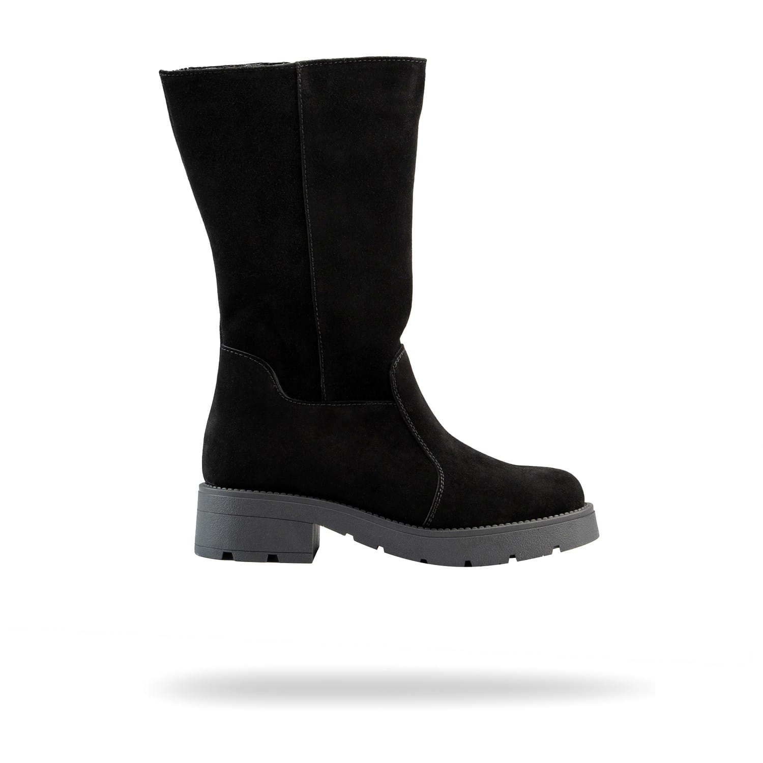 Жіночі замшеві чоботи Марія — вигляд збоку, чорний колір