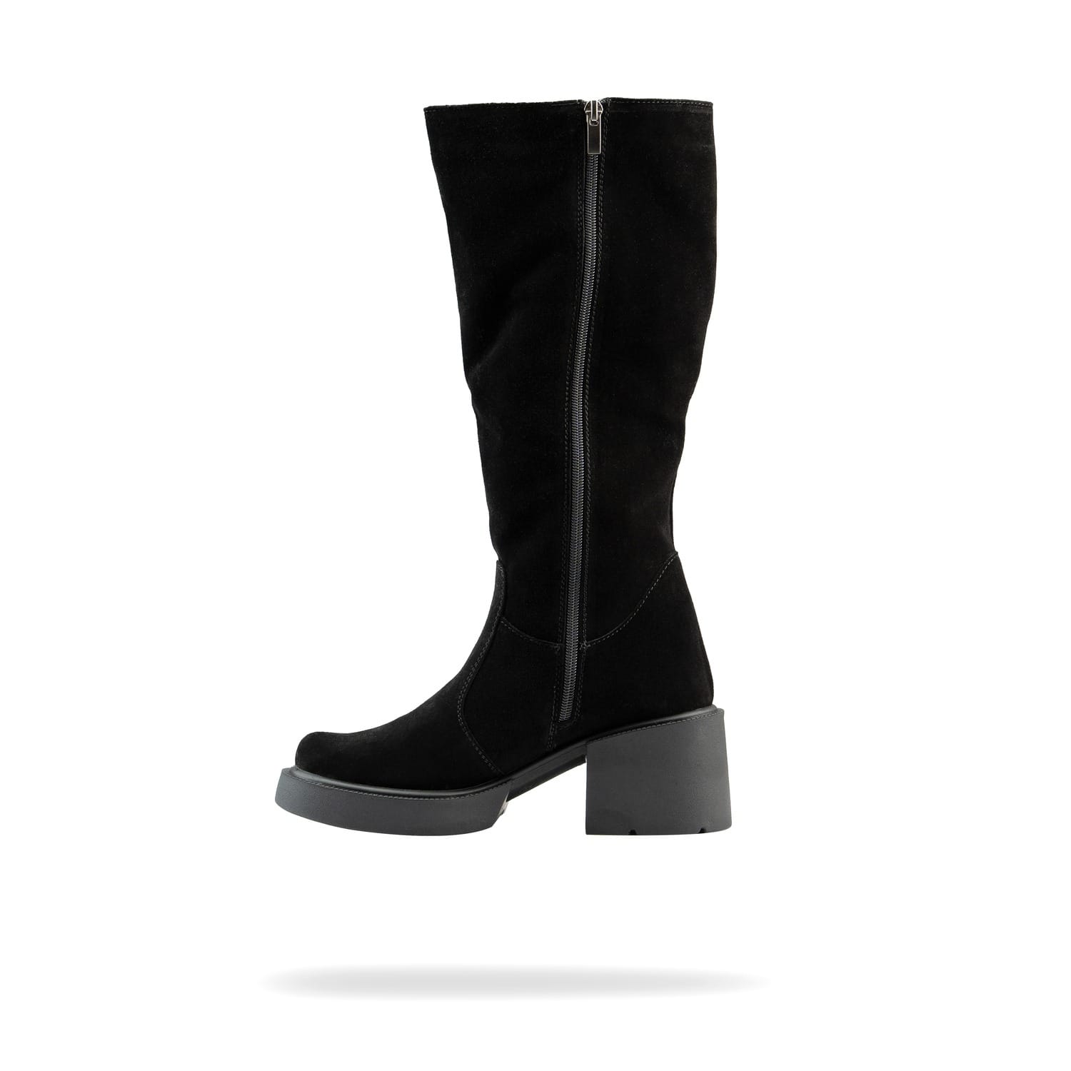 Лівий ракурс жіночих чобіт Вега з натуральної чорної замші