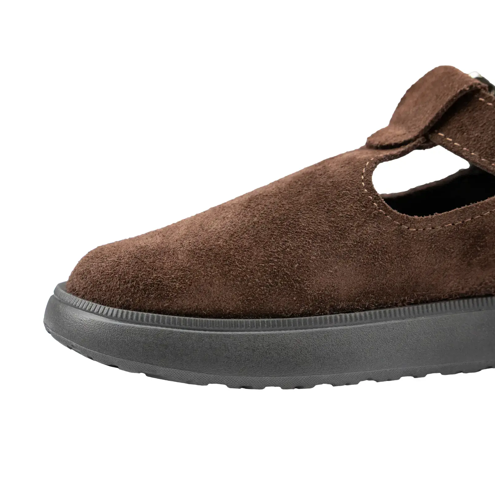 Крупний план текстури замші в кольорі шоколад на туфлях Shtayer Теса