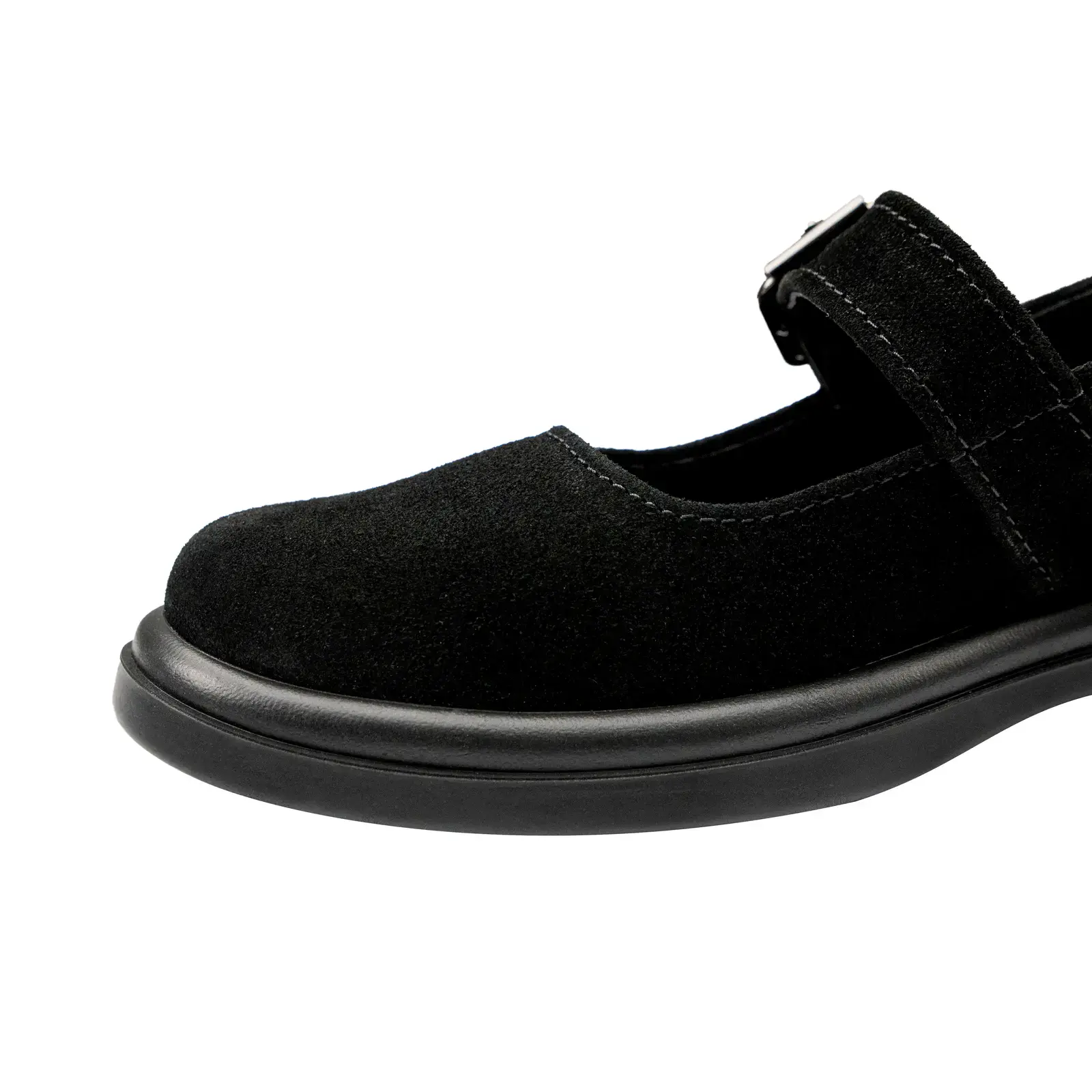 Фактурна чорна замша та пряжка на туфлях Shtayer Лінда, крупний план