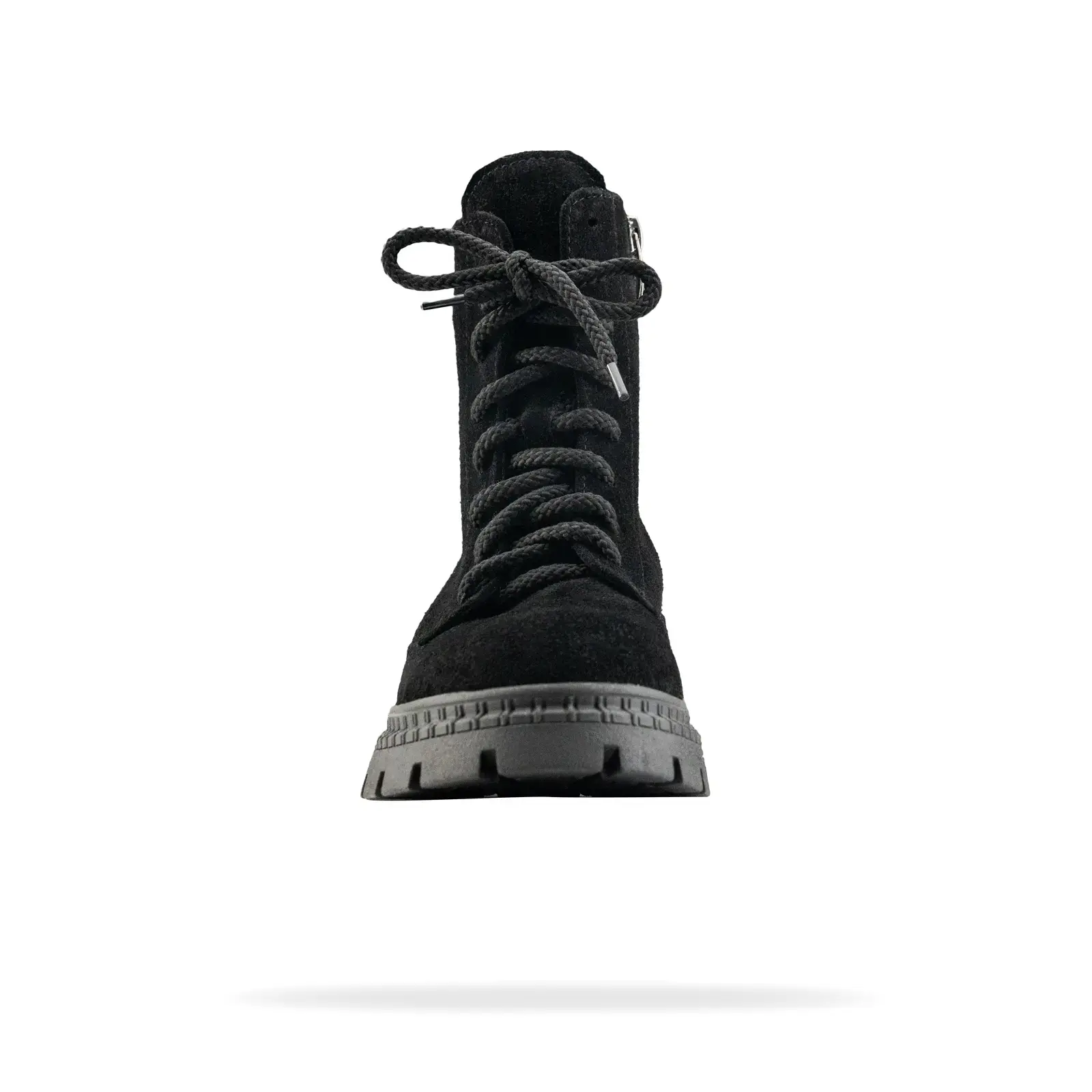 Чорні замшеві черевики на шнурівці та масивній підошві Shtayer Бета, вид спереду