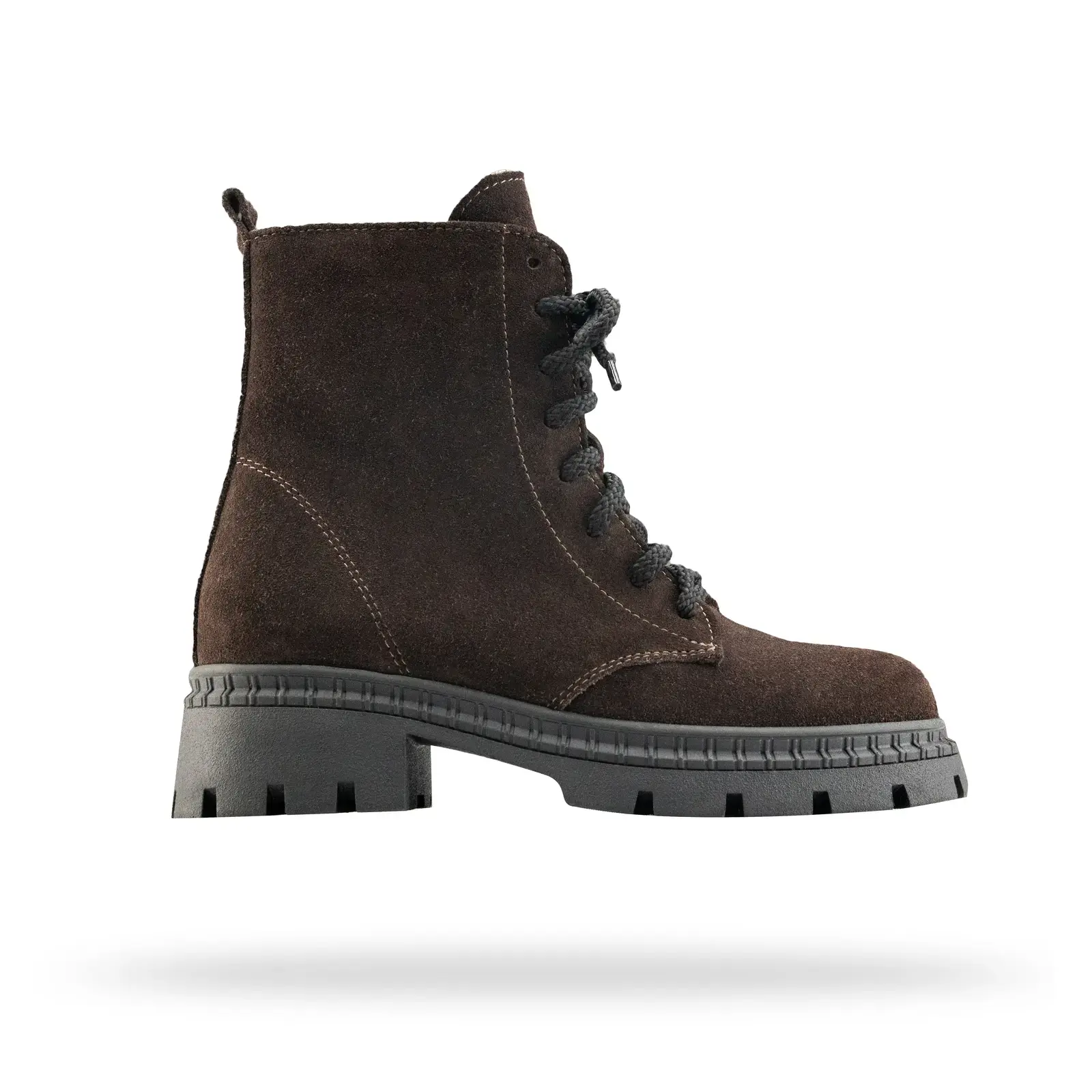 Жіночі замшеві черевики на тракторній підошві Shtayer Бета в шоколадному кольорі, вид справа