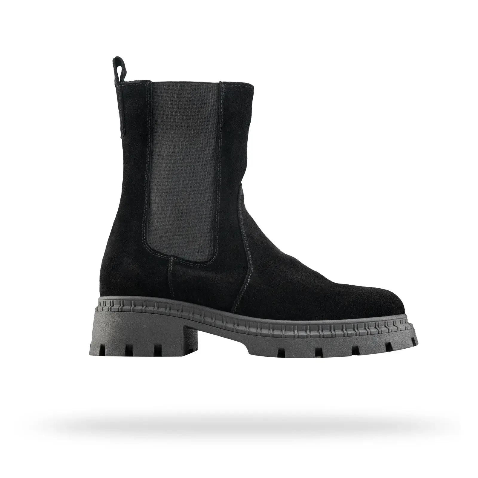 Жіночі замшеві черевики-челсі на тракторній підошві Shtayer Челсі в чорному кольорі, вид справа